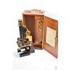 Image 1 : Vintage wood cased microscope marked J.A. Parkes & Sons, Birmingham