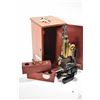 Image 1 : Vintage microscope in fitted wooden box marked Henry Gowlland, Montreal