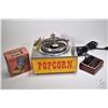 Image 2 : Selection of vintage collectibles including vintage fruit press, Precision postal scale, base for a 