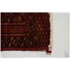 Image 2 : 100% handmade scatter rug with red background, and highlights of taupe, copper etc. 19" X 40"