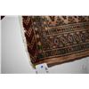 Image 2 : 100% handmade scatter rug with tan background and highlights of green, blue, burgundy etc. 16" X 34"