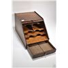 Image 1 : Antique Oak stationary box with leather holder and single drawer