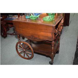 Vintage Gibbard solid walnut three tier tea trolley with pull out drawer