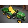 Image 1 : Battery operated John Deere Turf tractor with two speed plus reverse plus a pull behind trailer, wor