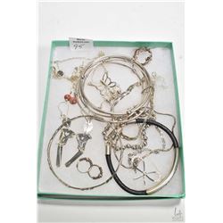 Tray lot of silver jewellery including bangles, necklaces, pendants and earrings