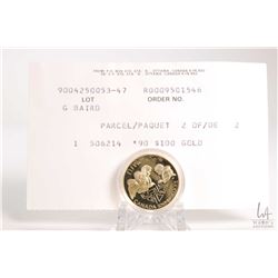 Royal Canadian MInt 1990 Canadian $100.00, 14 karat 13.338 gram gold   International Literacy Year  