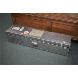 Custom made aluminum lock box with four latches made by the Case Place 52" long, 11" in height and 1