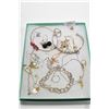 Image 1 : Tray lot of silver jewellery including earrings, cuff bracelet, bangle with enamel flower, pearl lik