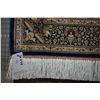 Image 2 : Beautiful handmade silk carpet with deep fringing, center medallion, in tones of blues, cranberry, g