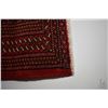 Image 2 : Small 100% handmade scatter rug with red background and highlights of copper, black and cream, 50" X