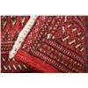 Image 3 : Small 100% handmade scatter rug with red background and highlights of copper, black and cream, 50" X