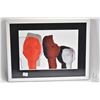 Image 1 : Framed serigraph print of abstract heads signed by artist 8" X 12"