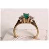 Image 2 : 10kt yellow gold emerald and diamond ring set with lab created emerald cut emerald gemstone and eigh