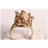 Image 2 : 14kt yellow gold, pearl with accent diamond ring. Set with baroque-irregular freshwater cultured pea