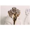 Image 2 : 14kt yellow gold with white gold setting diamond cluster ring set with center .20ct round brilliant 