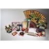 Image 1 : Selection of Oriental collectibles including small kite, glass ship, boxed cylinder vase, pair of cl