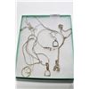 Image 1 : Tray lot of sterling jewellery including two neck chains with stirrup motif pendants. a belt motif h