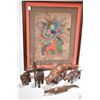 Image 1 : Selection of hand carved animals including elephants, hippo, rhinoceros, an alligator, an antelope p