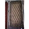 Image 1 : 100% handmade scatter rug with taupe background and highlight of red, cream etc. 21" X 40"