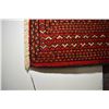 Image 2 : 100% handmade throw rug with red background and highlights of copper, cream and black, 23" X 52"
