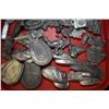 Image 1 : Large selection of cast metal belt buckle ornaments including tools, cars, machinery, animals etc.