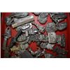 Image 2 : Large selection of cast metal belt buckle ornaments including tools, cars, machinery, animals etc.