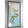 Image 1 : Vintage shadow box framed Oriental shell art picture featuring cranes and flowers. Overall dimension