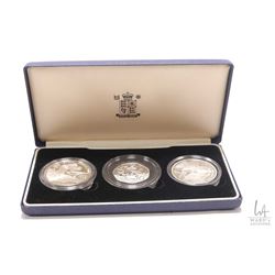 Royal Mint three coin Tri-country "50th Anniversary of D-Day" cased coin set including fine silver U