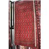 Image 1 : Small 100% wool scatter rug with red background, and highlights of copper, cream and black, 23" X 51