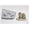 Image 1 : Two soap stone carvings including signed Ducks by artist G. Nason 5" X 7 1/2' and a green soaptone w