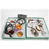 Image 1 : Two trays of silver jewellery including Murano glass pendants, Asian style cuff bracelets, glass pen