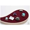 Image 1 : Five sterling silver rings including turquoise set, mother of pearl, opal style etc.