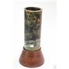 Image 1 : Large jade cylinder brush holder on a wooden base, 17" total height