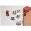 Image 2 : Tray lot of collectibles including a selection of collectible thimbles and a selection of faux diamo