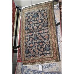 Small 100% handmade scatter rug in shades of blue, taupe and pink etc. 24" X 40"