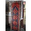 Image 1 : Small 100% handmade Zanjan wool runner in tones of blues, red, green, cream etc. 39" X 158"