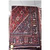 Image 1 : 100% handmade Iranian Joshegan carpet with center medallion, red background, stylized florals and mu