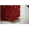 Image 2 : 100% handmade scatter rug with red background and highlights of green, blue, black etc. 25" X 53"