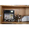 Image 1 : Shelf lot of collectibles including new in box five place setting flatware set, a boxed silver tea s