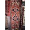 Image 1 : 100% handmade Iranian Zanjan carpet runner with triple medallion, red background, multiple borders a