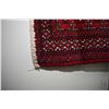 Image 2 : 100% handmade scatter rug with red background and highlights of blue, cream and taupe, 24" X 54"
