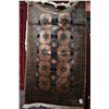 Image 1 : Wool area carpet with tile design, multiple borders in tones of taupe, black, cream, blue etc. 35" X