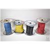 Image 1 : Four 1/2 full or less spools of 12 gauge wire, red, black, yellow and blue