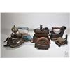 Image 2 : Selection of vintage collectibles irons including cast, electric, gas etc. plus a hand fabric fluter
