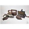 Image 1 : Selection of vintage collectible irons including cast, electric, gas etc. plus a hand fabric fluter 