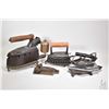 Image 2 : Selection of vintage collectible irons including cast, electric, gas etc. plus a hand fabric fluter 
