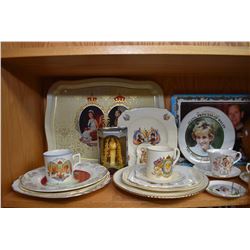 Selection of royalty ware including Royal Albert, Aynsley, Adderleys etc. tea cups and saucers, tin 