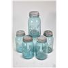 Image 1 : Six vintage Ball Perfect Mason sealing jars with original zink lids lined with milk glass