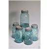 Image 1 : Six vintage Ball Perfect Mason sealing jars with original zink lids lined with milk glass