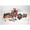 Image 1 : Selection of collectibles including Edison bulbs, miner's lamps, glass and metal door knobs, telegra